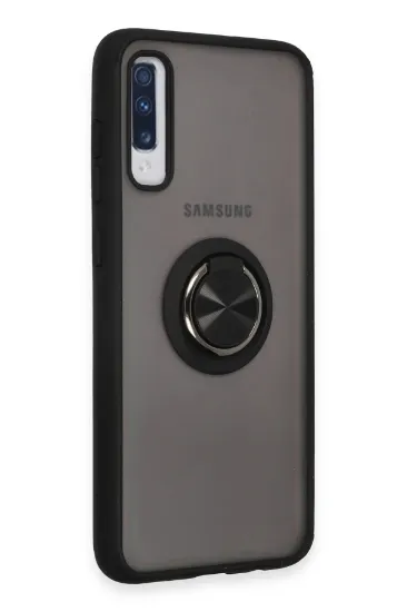 Newface Samsung Galaxy A70 Kılıf Montreal Yüzüklü Silikon Kapak - Siyah resmi