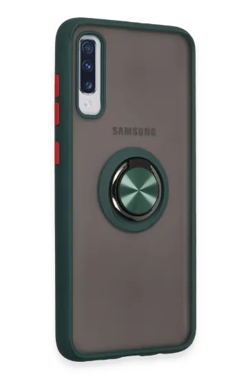 Newface Samsung Galaxy A70 Kılıf Montreal Yüzüklü Silikon Kapak - Yeşil resmi