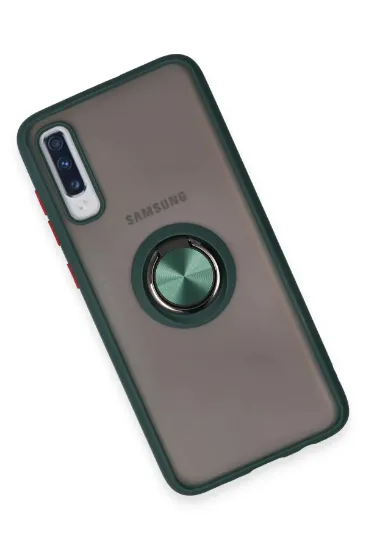 Newface Samsung Galaxy A70 Kılıf Montreal Yüzüklü Silikon Kapak - Yeşil resmi