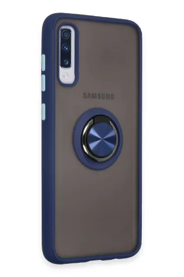Newface Samsung Galaxy A70 Kılıf Montreal Yüzüklü Silikon Kapak - Lacivert resmi