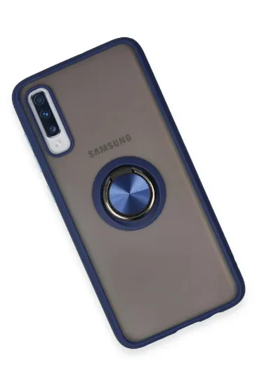 Newface Samsung Galaxy A70 Kılıf Montreal Yüzüklü Silikon Kapak - Lacivert resmi
