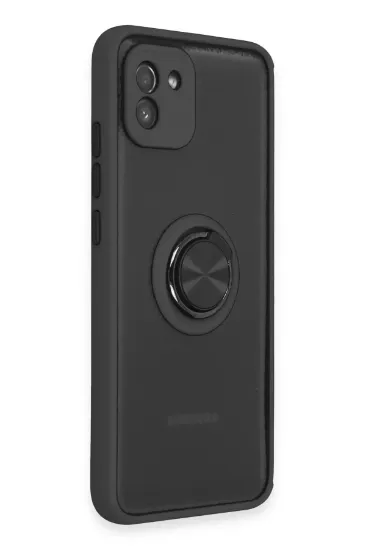 Newface Samsung Galaxy A03 Kılıf Montreal Yüzüklü Silikon Kapak - Siyah resmi