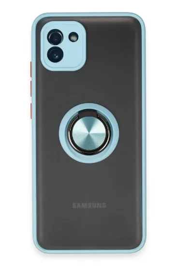 Newface Samsung Galaxy A03 Kılıf Montreal Yüzüklü Silikon Kapak - Buz Mavi resmi