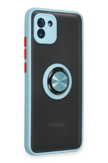 Newface Samsung Galaxy A03 Kılıf Montreal Yüzüklü Silikon Kapak - Buz Mavi resmi
