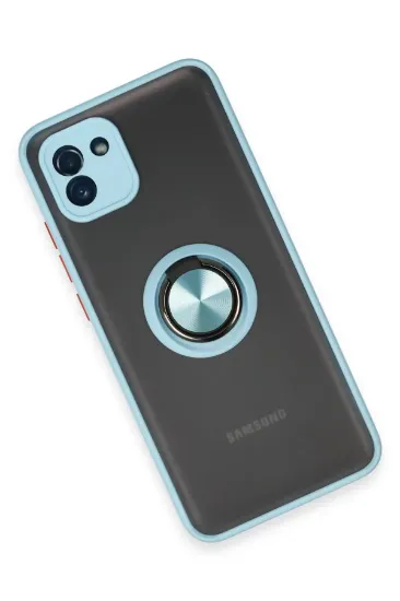 Newface Samsung Galaxy A03 Kılıf Montreal Yüzüklü Silikon Kapak - Buz Mavi resmi