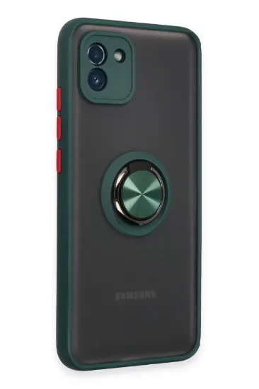 Newface Samsung Galaxy A03 Kılıf Montreal Yüzüklü Silikon Kapak - Yeşil resmi