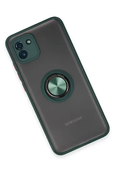 Newface Samsung Galaxy A03 Kılıf Montreal Yüzüklü Silikon Kapak - Yeşil resmi