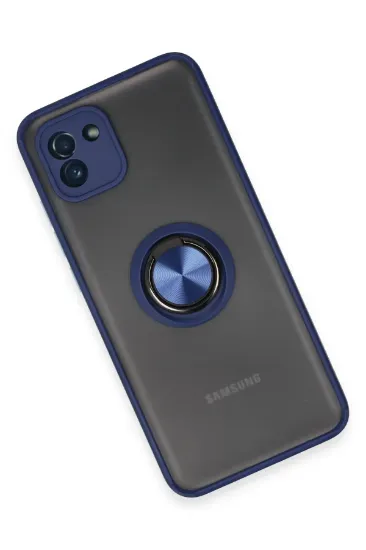 Newface Samsung Galaxy A03 Kılıf Montreal Yüzüklü Silikon Kapak - Lacivert resmi
