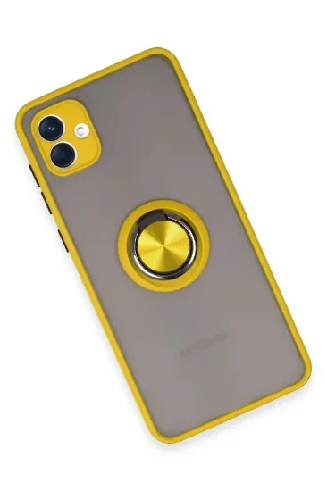 Newface Samsung Galaxy A04 Kılıf Montreal Yüzüklü Silikon Kapak - Sarı resmi