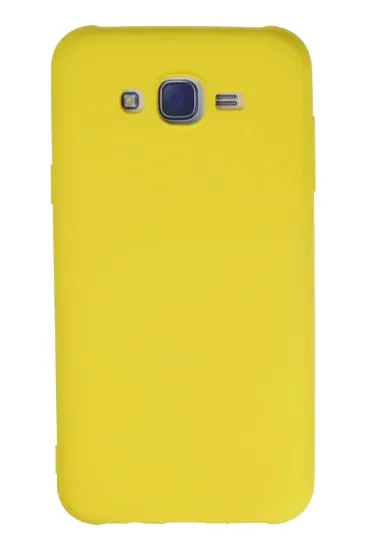 Newface Samsung Galaxy J7 Kılıf Nano içi Kadife Silikon - Sarı resmi