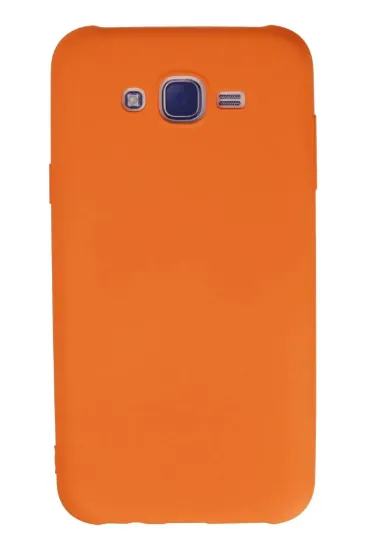 Newface Samsung Galaxy J7 Kılıf Nano içi Kadife Silikon - Turuncu resmi