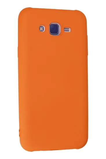 Newface Samsung Galaxy J7 Kılıf Nano içi Kadife Silikon - Turuncu resmi