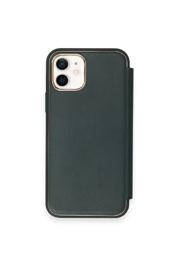 Newface iPhone 11 Kılıf Dolpin Kapaklı - Koyu Yeşil resmi