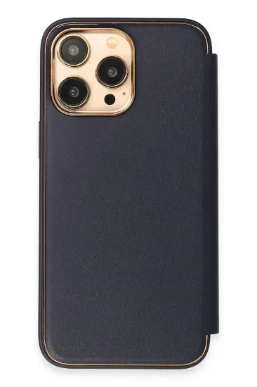 Newface iPhone 13 Pro Max Kılıf Dolpin Kapaklı - Lacivert resmi