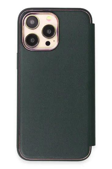 Newface iPhone 13 Pro Max Kılıf Dolpin Kapaklı - Koyu Yeşil resmi