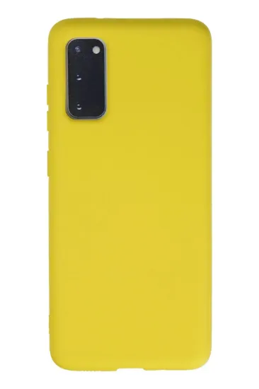 Newface Samsung Galaxy S20 Kılıf Nano içi Kadife Silikon - Sarı resmi