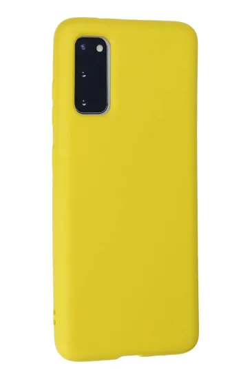 Newface Samsung Galaxy S20 Kılıf Nano içi Kadife Silikon - Sarı resmi