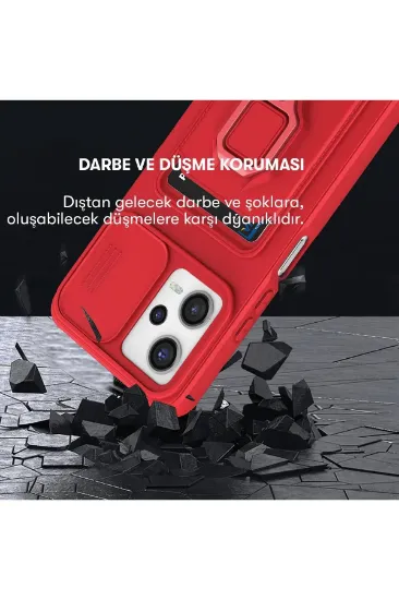 Newface Xiaomi Redmi 12 Kılıf Zuma Kartvizitli Yüzüklü Silikon - Kırmızı resmi