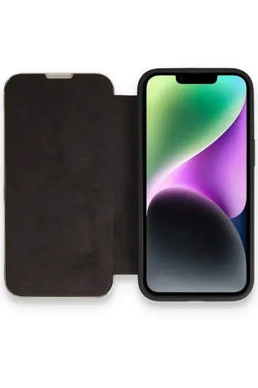 Newface iPhone 14 Kılıf Dolpin Kapaklı - Siyah resmi