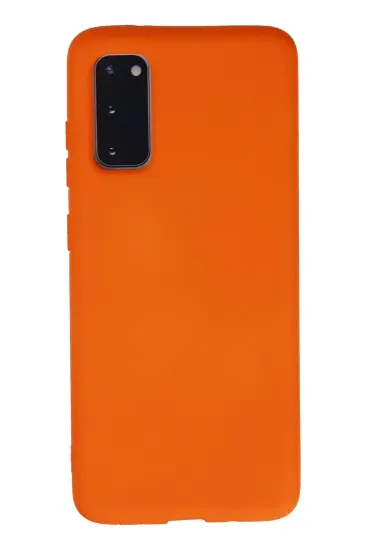 Newface Samsung Galaxy S20 Kılıf Nano içi Kadife Silikon - Turuncu resmi