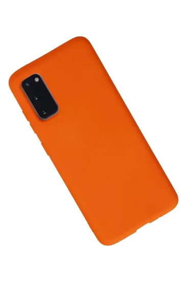 Newface Samsung Galaxy S20 Kılıf Nano içi Kadife Silikon - Turuncu resmi