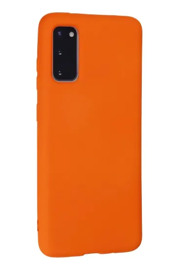 Newface Samsung Galaxy S20 Kılıf Nano içi Kadife Silikon - Turuncu resmi