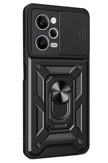 Newface Xiaomi Redmi Note 12 Pro 5G Kılıf Pars Lens Yüzüklü Silikon - Siyah resmi