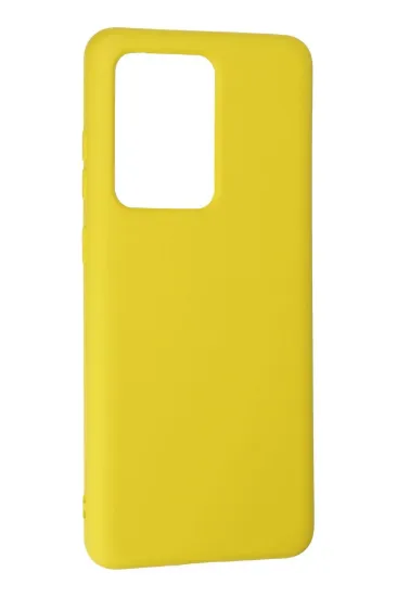 Newface Samsung Galaxy S20 Ultra Kılıf Nano içi Kadife Silikon - Sarı resmi