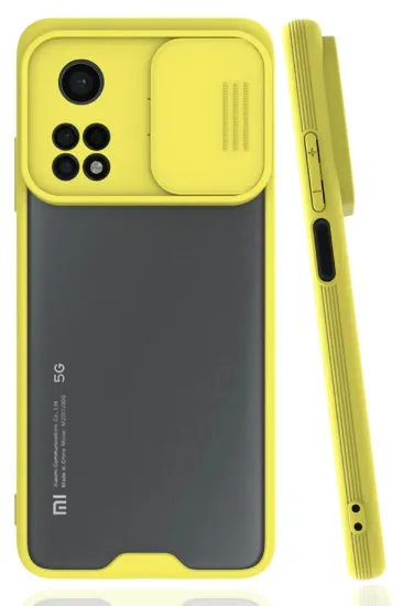 Newface Xiaomi Mi 10T Pro Kılıf Platin Kamera Koruma Silikon - Sarı resmi