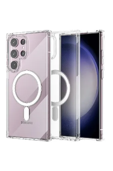 Newface Samsung Galaxy S23 Ultra Kılıf Magneticsafe Şeffaf Silikon - Şeffaf resmi