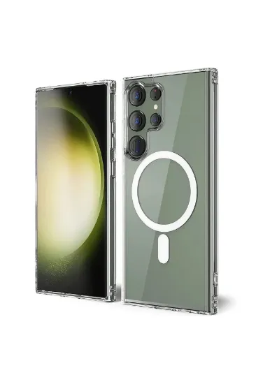 Newface Samsung Galaxy S23 Ultra Kılıf Magneticsafe Şeffaf Silikon - Şeffaf resmi