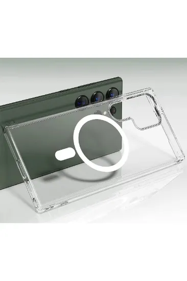 Newface Samsung Galaxy S23 Ultra Kılıf Magneticsafe Şeffaf Silikon - Şeffaf resmi