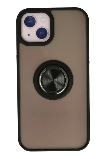 Newface iPhone 13 Kılıf Montreal Yüzüklü Silikon Kapak - Siyah resmi