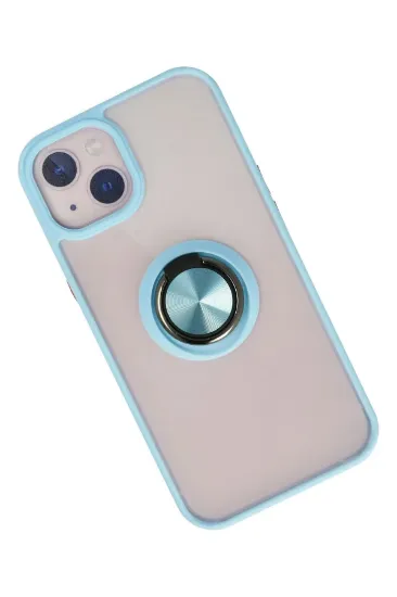 Newface iPhone 13 Kılıf Montreal Yüzüklü Silikon Kapak - Buz Mavi resmi