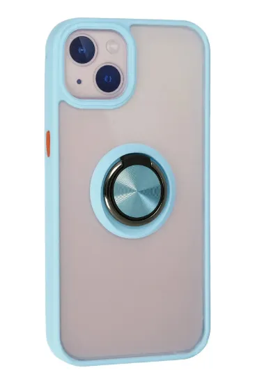 Newface iPhone 13 Kılıf Montreal Yüzüklü Silikon Kapak - Buz Mavi resmi