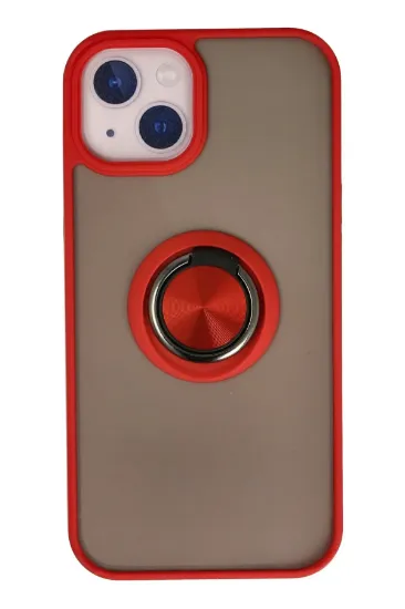Newface iPhone 13 Kılıf Montreal Yüzüklü Silikon Kapak - Kırmızı resmi