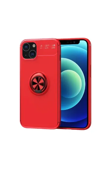 Newface iPhone 13 Kılıf Range Yüzüklü Silikon - Kırmızı resmi