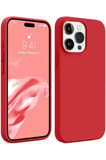 Newface iPhone 15 Pro Kılıf First Silikon - Kırmızı resmi