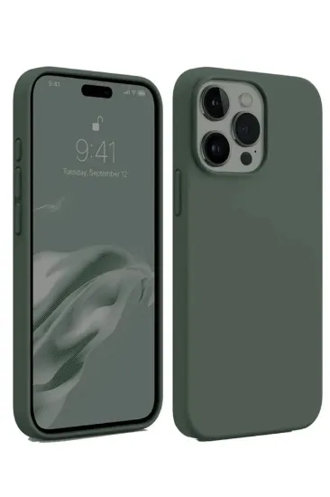 Newface iPhone 15 Pro Kılıf First Silikon - Koyu Yeşil resmi