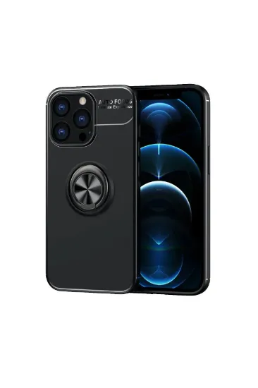 Newface iPhone 13 Pro Kılıf Range Yüzüklü Silikon - Siyah resmi