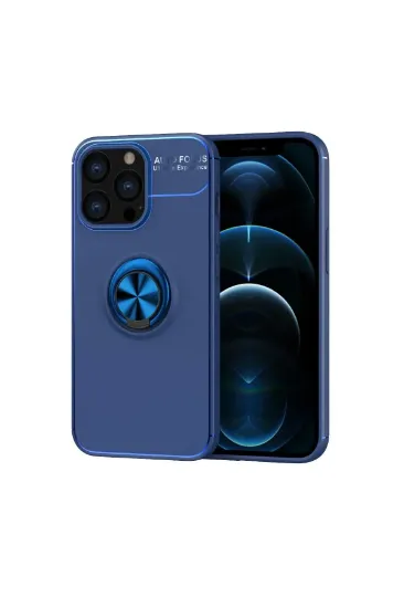 Newface iPhone 13 Pro Kılıf Range Yüzüklü Silikon - Mavi resmi