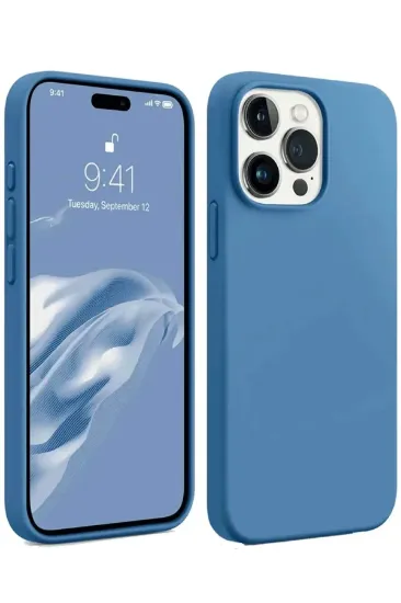 Newface iPhone 15 Pro Max Kılıf First Silikon - Mavi resmi