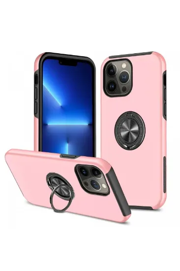 Newface iPhone 13 Pro Max Kılıf Elit Yüzüklü Kapak - Pembe resmi