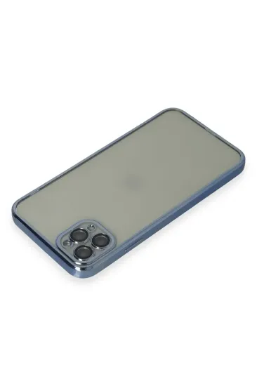 Newface iPhone 11 Pro Max Kılıf Razer Lensli Silikon - Açık Mavi resmi