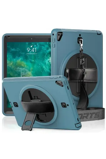 Newface iPad 5 Air 9.7 Kılıf Strap-C Otterbox Tablet Kapak - Mavi resmi