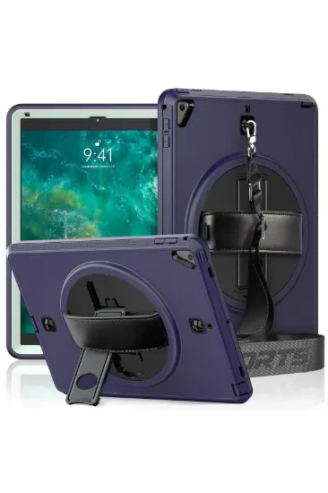 Newface iPad 5 Air 9.7 Kılıf Strap-C Otterbox Tablet Kapak - Lacivert resmi