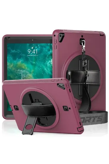 Newface iPad 5 Air 9.7 Kılıf Strap-C Otterbox Tablet Kapak - Mürdüm resmi