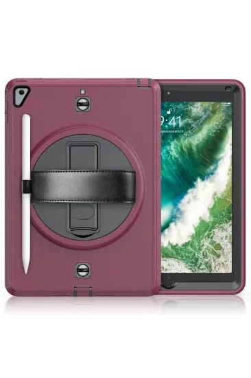 Newface iPad 5 Air 9.7 Kılıf Strap-C Otterbox Tablet Kapak - Mürdüm resmi