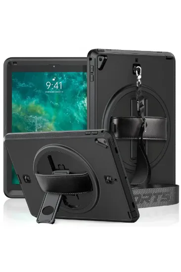 Newface iPad 5 Air 9.7 Kılıf Strap-C Otterbox Tablet Kapak - Siyah resmi