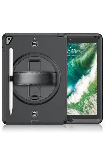 Newface iPad 5 Air 9.7 Kılıf Strap-C Otterbox Tablet Kapak - Siyah resmi